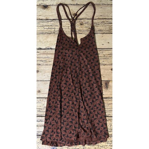 RVCA Women’s Size M Brown Geometric Print Sun Dress - Picture 1 of 7